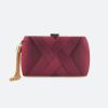 Wine Red Criss-cross Tassel Clutch - TORFEO