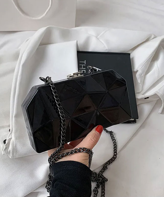 Geometric Black Clutch - TORFEO