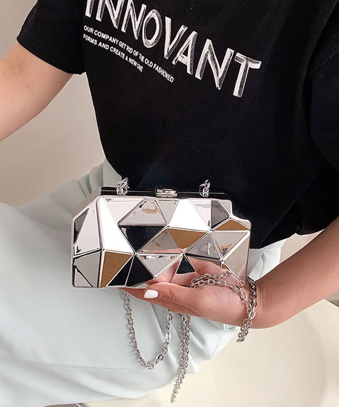 Geometric Silver Clutch - TORFEO