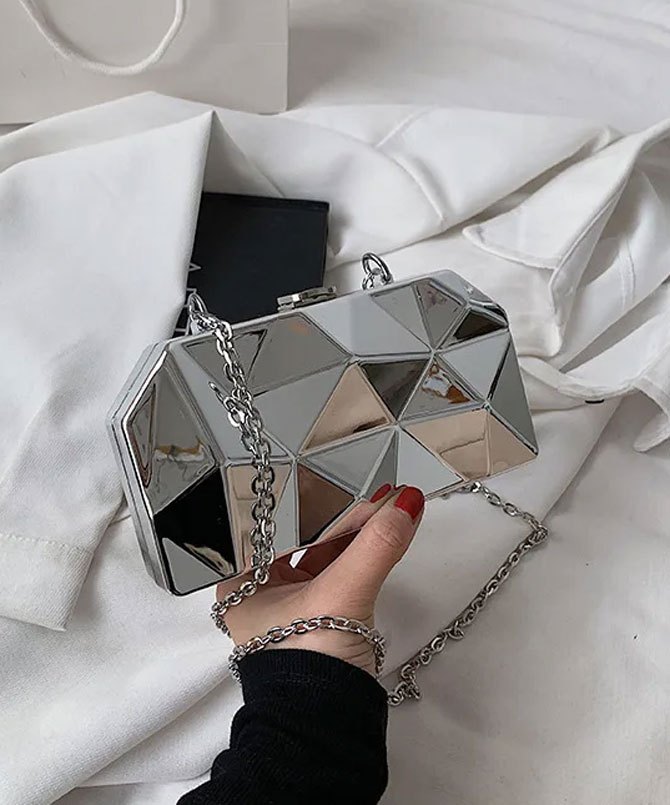 Geometric Silver Clutch - TORFEO