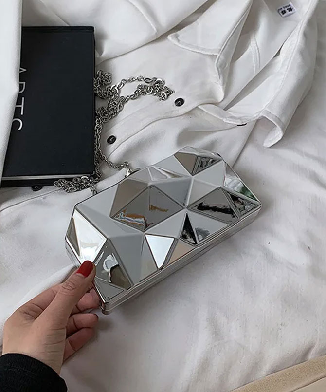 Geometric Silver Clutch - TORFEO