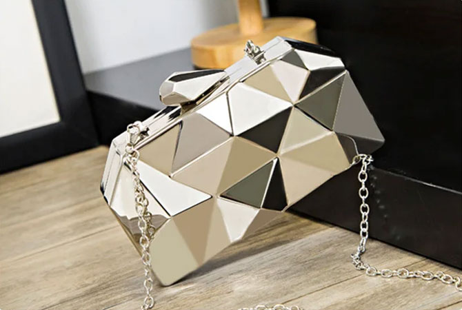 Geometric Silver Clutch - TORFEO