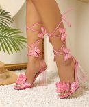 Pink Butterfly Ankle Strap Heels - TORFEO