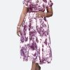 Purple Print Freya Belted Print Dress - TORFEO