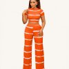 Orange Ribbed Two Piece Pants Set - TORFEO