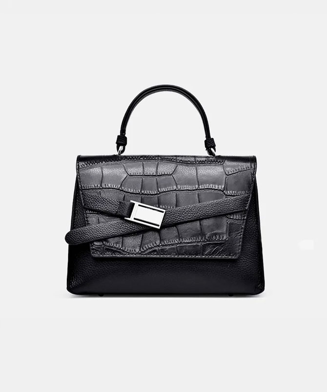 Black Luxe Genuine Leather Bag - TORFEO