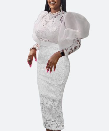 Puff Sleeve Lace Dress - TORFEO