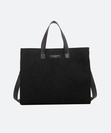 Black Vintage Corduroy Tote Bag - TORFEO