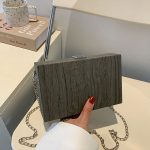 Wood Grain Box Clutch Bag