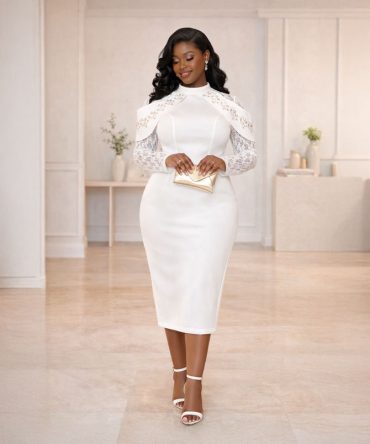 Embroidered High Neck Dress - TORFEO