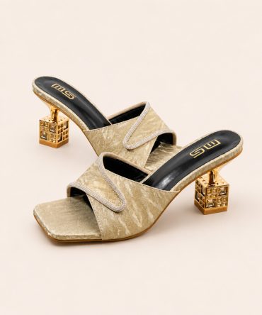 Open Toe Rhinestone Heels - TORFEO