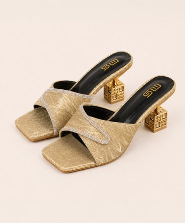 Open Toe Rhinestone Heels - TORFEO