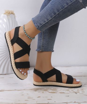 Black Anti-Slip Light Flat Sandals - TORFEO