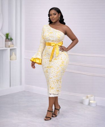 Lace One Shoulder Dress - TORFEO