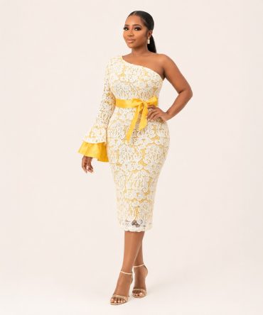 Lace One Shoulder Dress - TORFEO