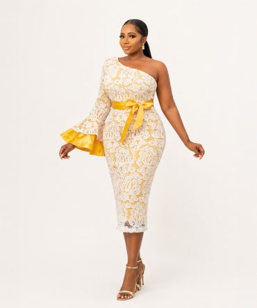 Lace One Shoulder Dress - TORFEO