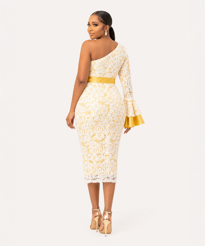 Lace One Shoulder Dress - TORFEO