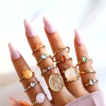 Moon Stone Ring Set