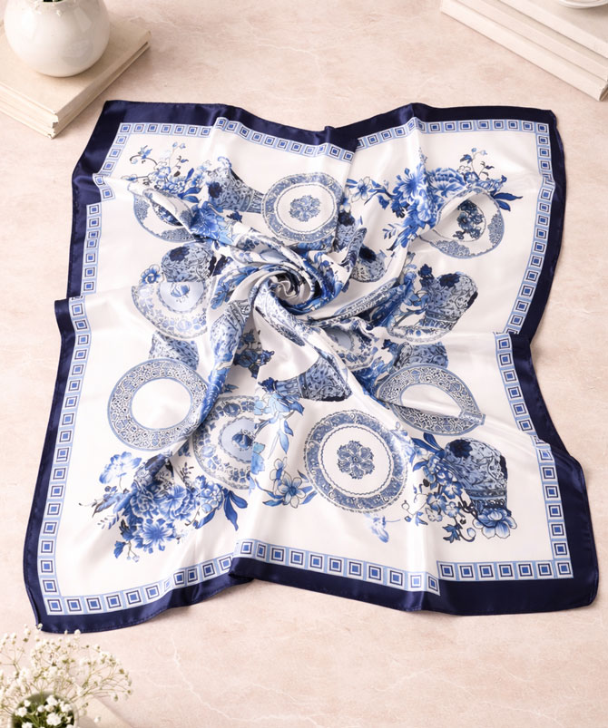 Azure Print Foulard Scarf - TORFEO