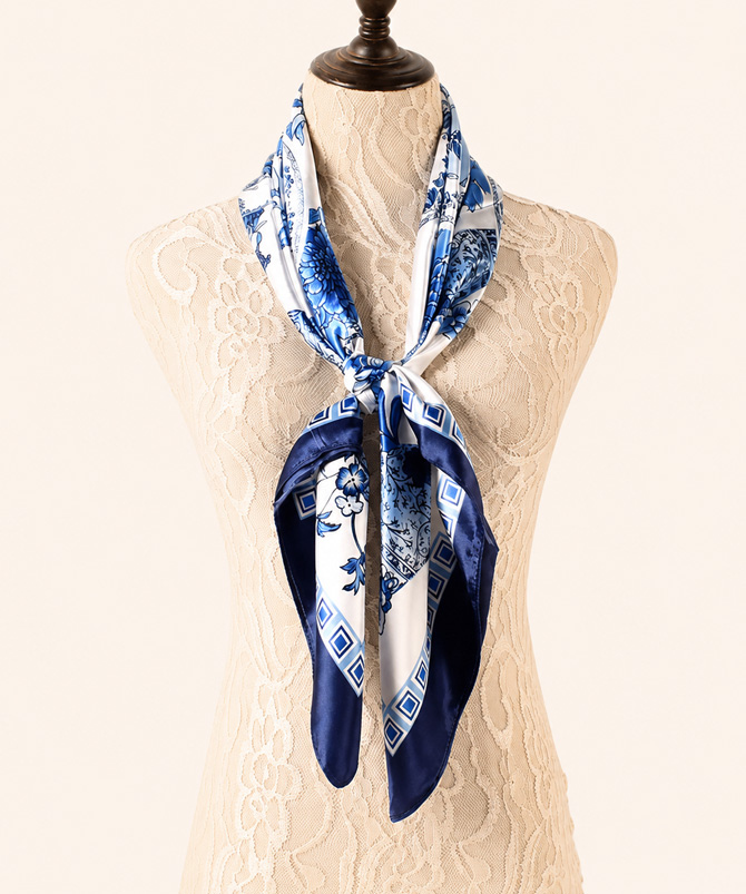 Azure Print Foulard Scarf - TORFEO