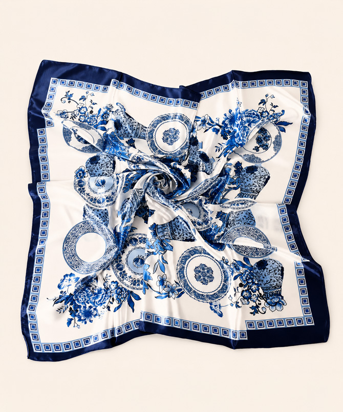 Azure Print Foulard Scarf - TORFEO
