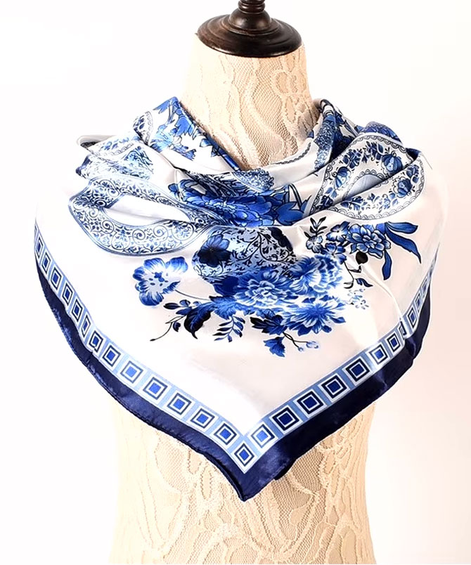 Azure Print Foulard Scarf - TORFEO