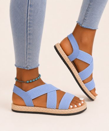 Sky Blue Anti-Slip Light Flat Sandals - TORFEO