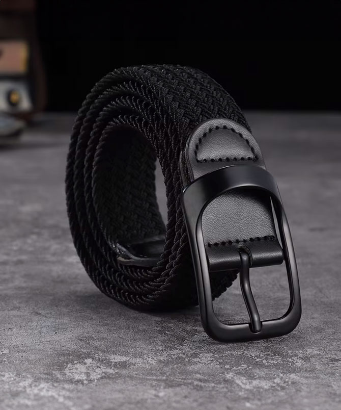 Black Braided Loop Unisex Belt - TORFEO