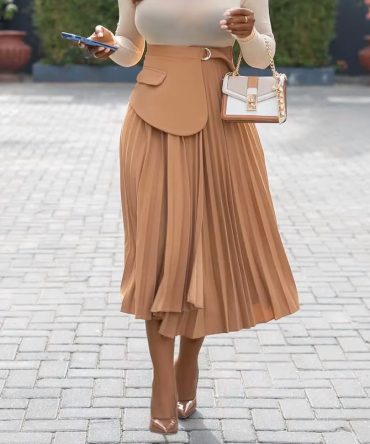 Caramel Beige Elegance Edge Skirt - TORFEO