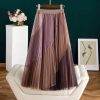 Brown Mesh Pleated Skirt - TORFEO