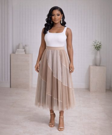 Mesh Pleated Skirt - TORFEO