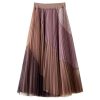 Brown Mesh Pleated Skirt - TORFEO