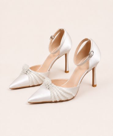 String Pearls White Shoes - TORFEO
