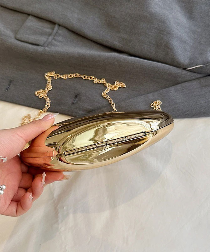 Gold Luminous Shell Clutch - TORFEO