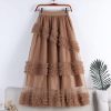 Brown Tulle A-Line Skirt - TORFEO