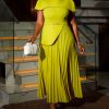 Citrine Capelet Pleated Dress - TORFEO
