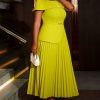 Citrine Capelet Pleated Dress - TORFEO