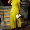 Citrine Capelet Pleated Dress - TORFEO