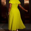 Citrine Capelet Pleated Dress - TORFEO