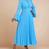 Sky Blue Sapphire Grace Pleated Dress - TORFEO