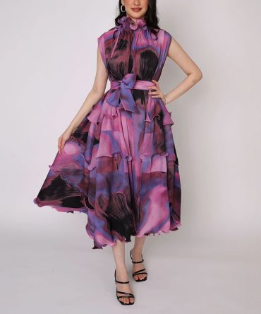 Aurelia Swirls Miyake Dress - TORFEO