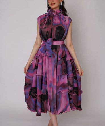 Aurelia Swirls Miyake Dress - TORFEO