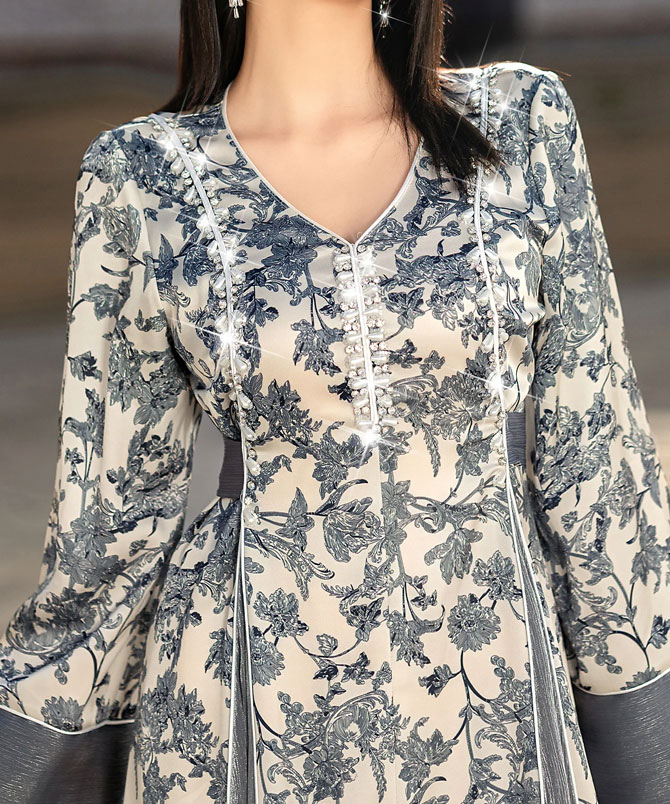 Front Bodice of the dress showing beads embellishments