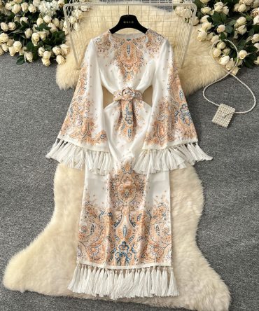 Aristocrat Print Tassel Dress - TORFEO