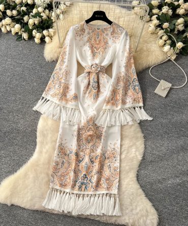 Aristocrat Print Tassel Dress - TORFEO