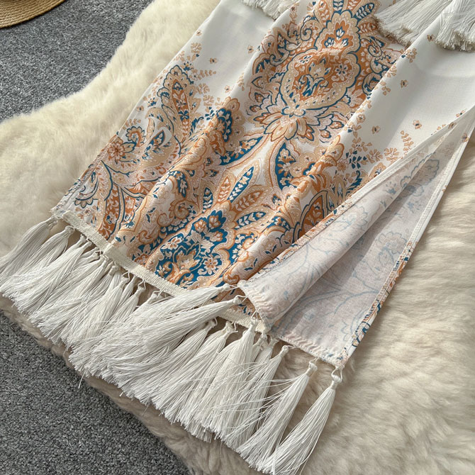 Aristocrat Print Tassel Dress - TORFEO