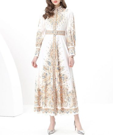 Baroque Belted Dress - TORFEO