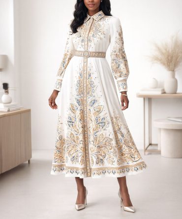 Baroque Belted Dress - TORFEO