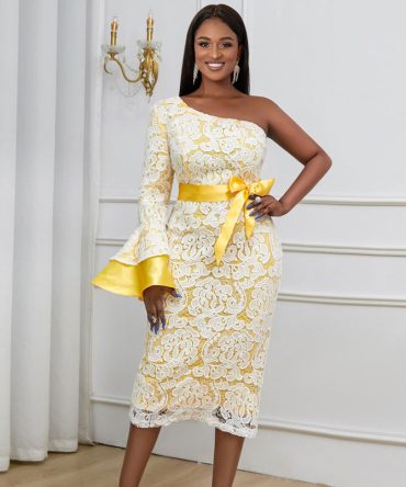 Lace One Shoulder Dress - TORFEO