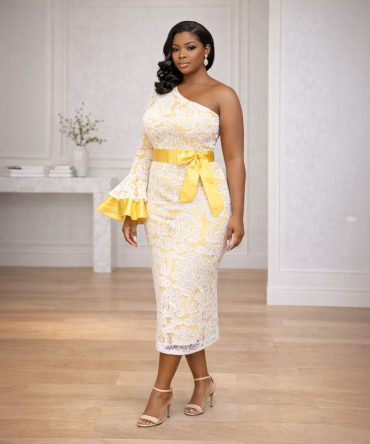 Lace One Shoulder Dress - TORFEO